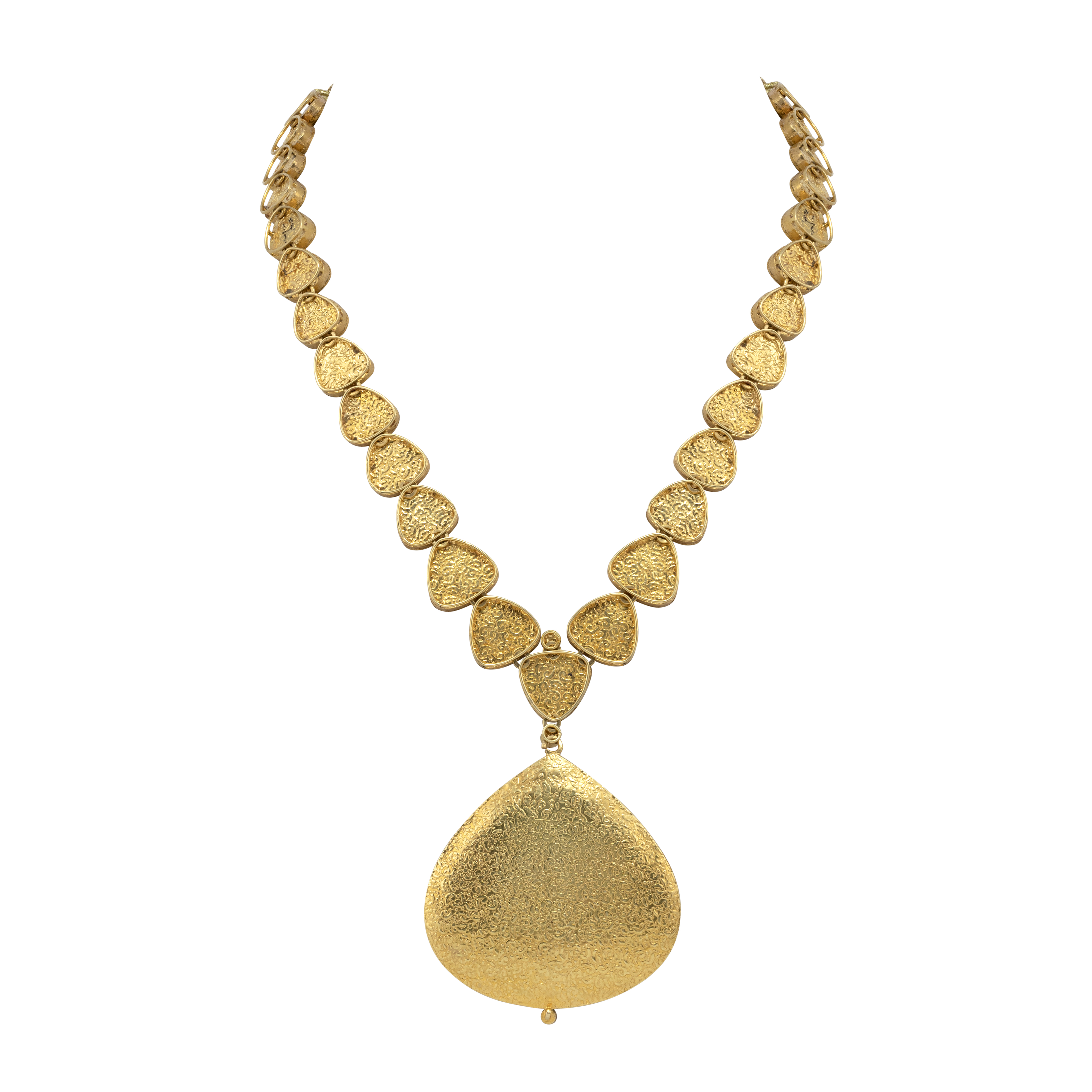 Triangular Polki Pendant with Jadai Detailing and Partash